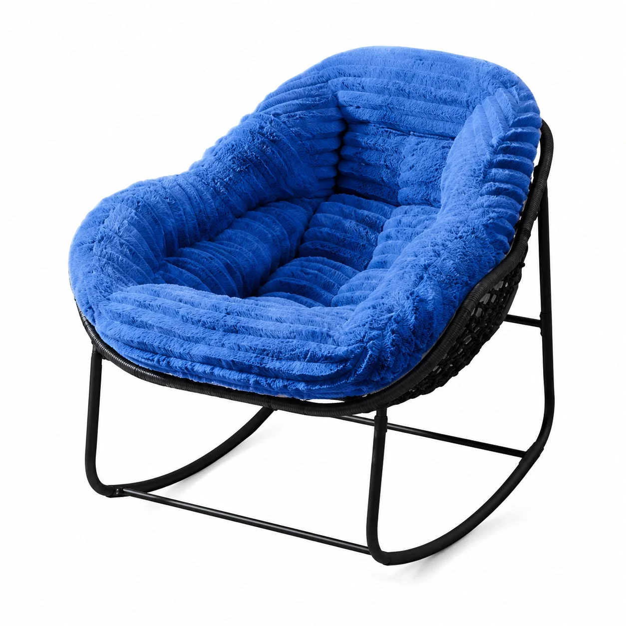 CloudNest chair in cobalt blue plush faux fur