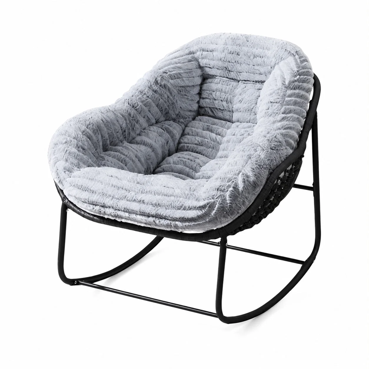 CloudNest chair in soft silver-grey faux fur
